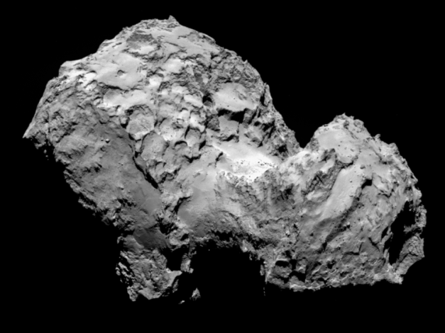 Comet on 3 August 2014 Comet 67P/Churyumov-Gerasimenko by Rosetta’s OSIRIS narrow-angle camera on 3 August from a distance of 285 km. The image resolution is 5.3 metres/pixel. Credits: ESA/Rosetta/MPS for OSIRIS Team MPS/UPD/LAM/IAA/SSO/INTA/UPM/DASP/IDA